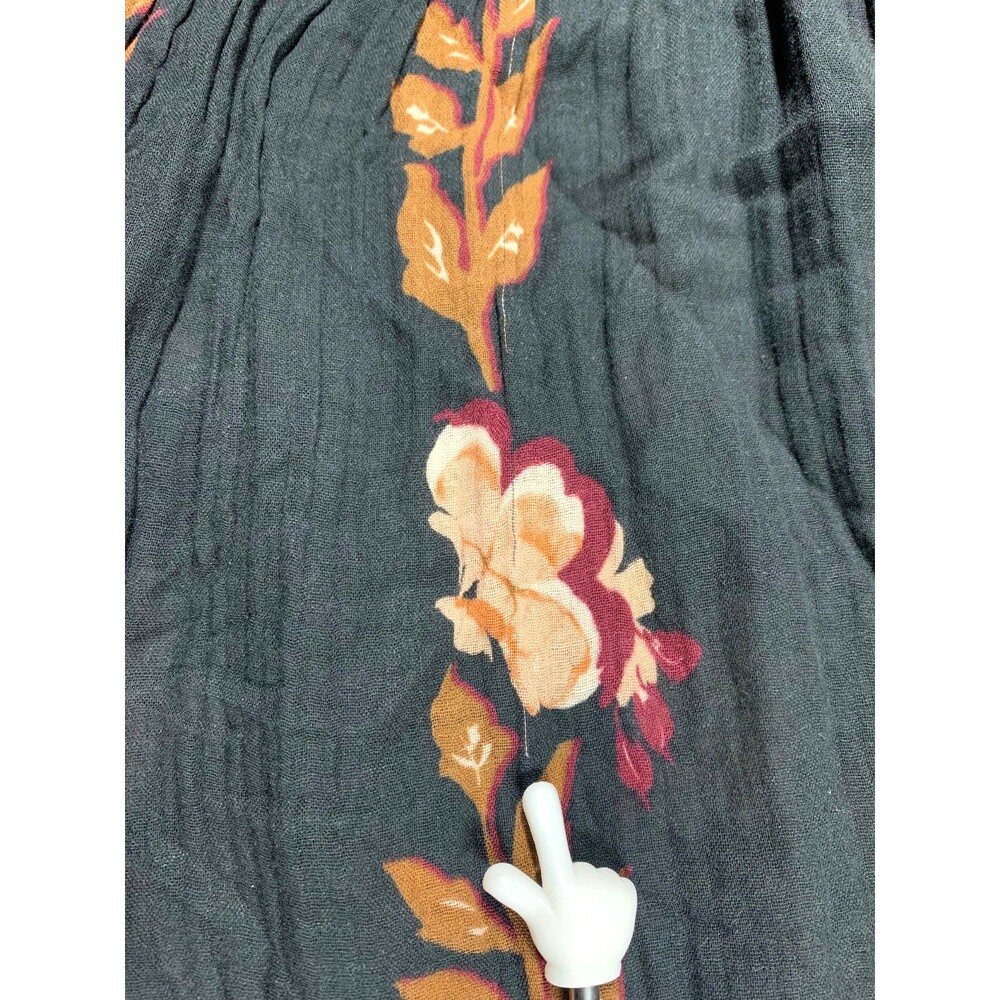 Anthropologie Kallie Flowy Maxi Dress Black Brown Floral Cotton Gauze Size L - Picture 7 of 8